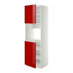 МЕТОД Высок шкаф д/духовки/2дверцы/полки - 60x60x200 см, Рингульт глянцевый красный, белый МЕТОД Высок шкаф д/духовки/2дверцы/полки - 60x60x200 см, Рингульт глянцевый красный, белый