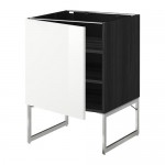 МЕТОД Напольный шкаф с полками - под дерево черный, Рингульт глянцевый белый, 60x60x60 см МЕТОД Напольный шкаф с полками - под дерево черный, Рингульт глянцевый белый, 60x60x60 см