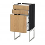 МЕТОД / МАКСИМЕРА Напольн шкаф 3фронт пнл/2низ/2ср ящ - под дерево черный, Экестад дуб, 40x37x60 см