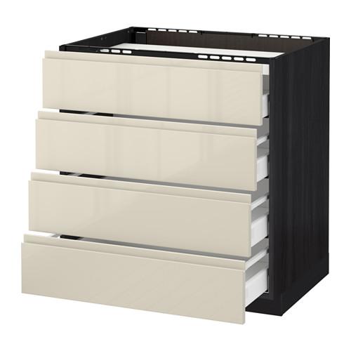 МЕТОД / МАКСИМЕРА Напольн шкаф/4фронт пнл/4ящика - под дерево черный, 80x60 см