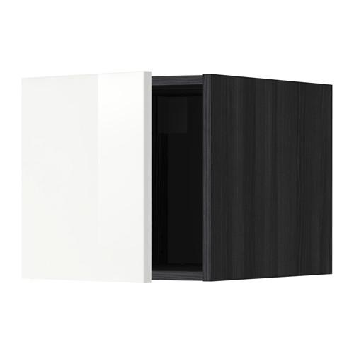 МЕТОД Верхний шкаф - под дерево черный, Рингульт глянцевый белый МЕТОД Верхний шкаф - под дерево черный, Рингульт глянцевый белый