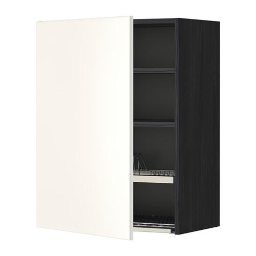 METOD шкаф навесной с сушкой черный/Веддинге белый 60x80 см