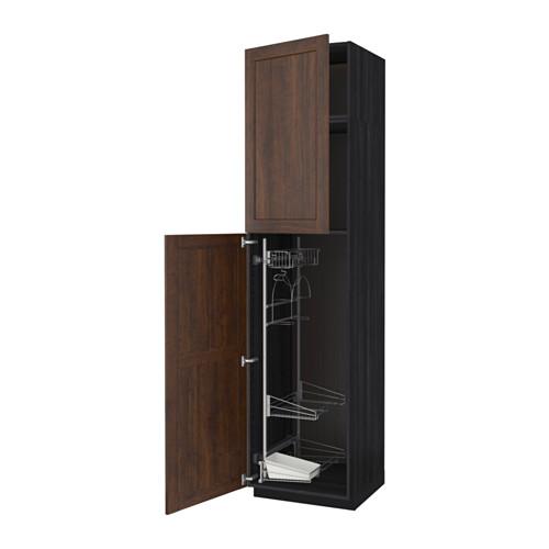 МЕТОД Выс шк с отд д/акс д/убрк - под дерево черный, Эдсерум под дерево коричневый, 60x60x240 см