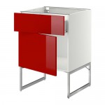 МЕТОД / ФОРВАРА Напольный шкаф с ящиком/дверью - 60x60x60 см, Рингульт глянцевый красный, белый МЕТОД / ФОРВАРА Напольный шкаф с ящиком/дверью - 60x60x60 см, Рингульт глянцевый красный, белый