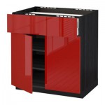 МЕТОД / МАКСИМЕРА Нплн шк д/врч пнл/ящ/плк/2дв - 80x60 см, Рингульт глянцевый красный, под дерево черный