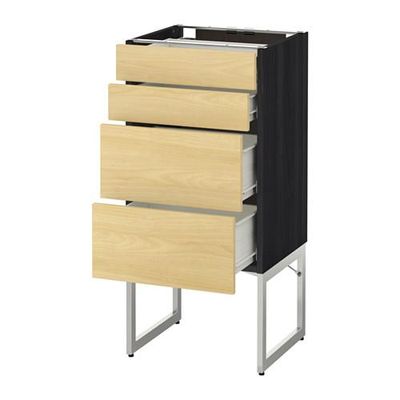 МЕТОД / ФОРВАРА Нплн шк 4 фронт/2 низк/2средн ящ - 40x37x60 см, Тингсрид под березу, под дерево черный МЕТОД / ФОРВАРА Нплн шк 4 фронт/2 низк/2средн ящ - 40x37x60 см, Тингсрид под березу, под дерево черный