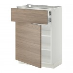 МЕТОД / ФОРВАРА Напольн шкаф двр/фр пнл/плк/2низ ящ - белый, Брокхульт под грецкий орех светло-серый, 60x37 см МЕТОД / ФОРВАРА Напольн шкаф двр/фр пнл/плк/2низ ящ - белый, Брокхульт под грецкий орех светло-серый, 60x37 см