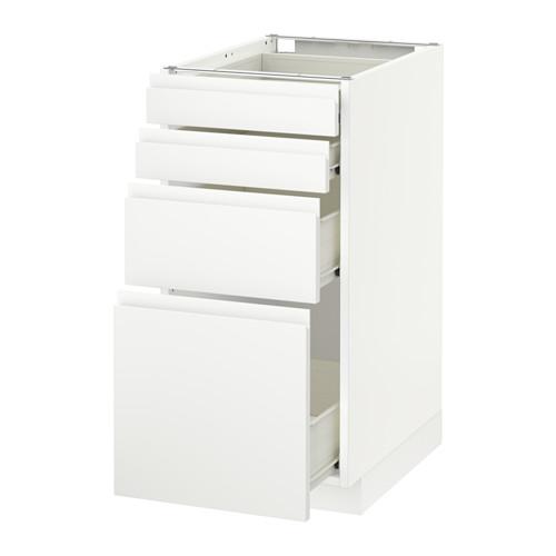 МЕТОД / ФОРВАРА Напольн шкаф 4 фронт панели/4 ящика - белый, Воксторп белый, 40x60 см