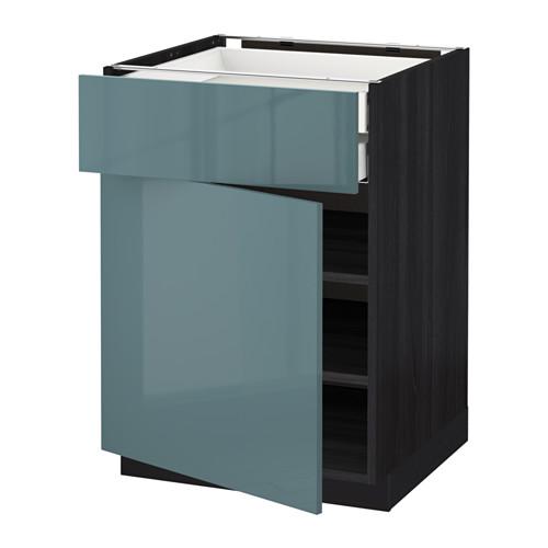 METOD напольн шкаф двр/фр пнл/плк/2низ ящ цвет алюминия