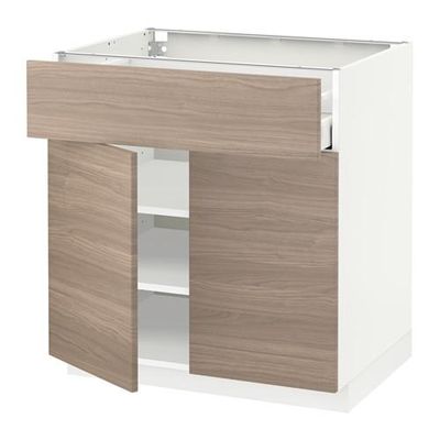 МЕТОД / МАКСИМЕРА Напольный шкаф+ящик/2дверцы - 80x60 см, Брокхульт под грецкий орех светло-серый, белый МЕТОД / МАКСИМЕРА Напольный шкаф+ящик/2дверцы - 80x60 см, Брокхульт под грецкий орех светло-серый, белый