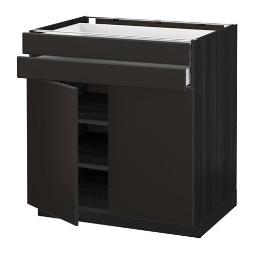 МЕТОД / МАКСИМЕРА Напольный шкаф/2дверцы/2ящика - под дерево черный, Кунгсбакка антрацит, 80x60 см