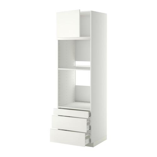 МЕТОД / МАКСИМЕРА Выс шкаф д/дхвк/комб дхвк+двр/3ящ - белый, Хэггеби белый, 60x60x200 см
