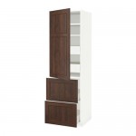 МЕТОД / ФОРВАРА Высокий шкаф+полки/4 ящика/2дверцы - белый, Эдсерум под дерево коричневый МЕТОД / ФОРВАРА Высокий шкаф+полки/4 ящика/2дверцы - белый, Эдсерум под дерево коричневый