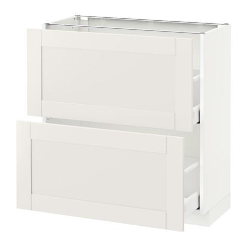 МЕТОД / МАКСИМЕРА Напольный шкаф с 2 ящиками - белый, Сэведаль белый, 80x37 см