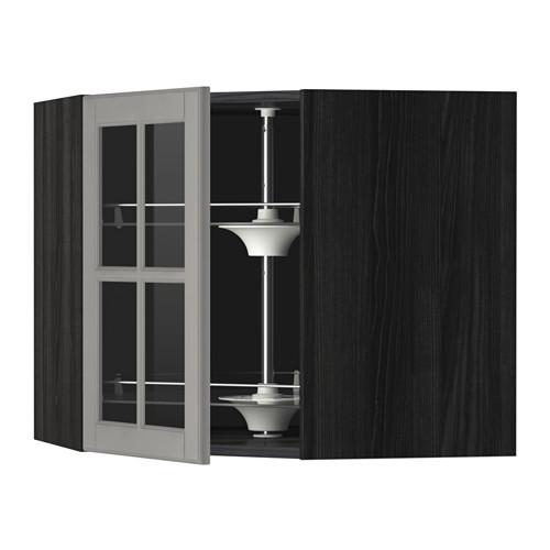 МЕТОД Углов навесн шк с врщ скц/сткл дв - под дерево черный, Будбин серый, 68x60 см МЕТОД Углов навесн шк с врщ скц/сткл дв - под дерево черный, Будбин серый, 68x60 см