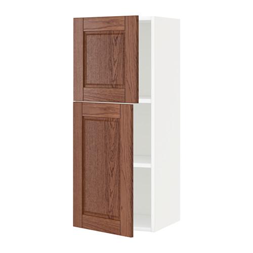 МЕТОД Навесной шкаф с полками/2дверцы - белый, Филипстад коричневый, 40x100 см
