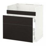 МЕТОД / МАКСИМЕРА Нап шкаф п/мойку ДУМШЁ/3фасада/2ящ - белый, Кунгсбакка антрацит, 80x60 см МЕТОД / МАКСИМЕРА Нап шкаф п/мойку ДУМШЁ/3фасада/2ящ - белый, Кунгсбакка антрацит, 80x60 см
