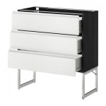 МЕТОД / ФОРВАРА Нплн шк 3 фрнт/3 средн ящика - 80x37x60 см, Нодста белый/алюминий, под дерево черный