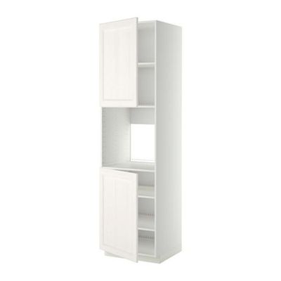 МЕТОД Высок шкаф д/духовки/2дверцы/полки - 60x60x220 см, Лаксарби белый, белый
