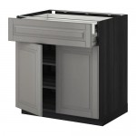 МЕТОД / ФОРВАРА Напольный шкаф/2дверцы/2ящика - под дерево черный, Будбин серый