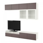 БЕСТО Шкаф для ТВ, комбин/стеклян дверцы - белый/Вальвикен темно-коричневый, прозрачное стекло, направляющие ящика,нажимные БЕСТО Шкаф для ТВ, комбин/стеклян дверцы - белый/Вальвикен темно-коричневый, прозрачное стекло, направляющие ящика,нажимные