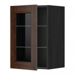 МЕТОД Навесной шкаф с полками/стекл дв - под дерево черный, Эдсерум под дерево коричневый, 40x60 см