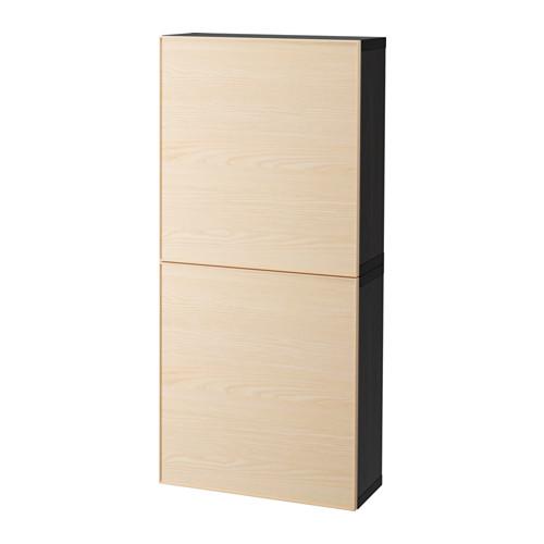 БЕСТО Навесной шкаф с 2 дверями - черно-коричневый/Инвикен ясеневый шпон БЕСТО Навесной шкаф с 2 дверями - черно-коричневый/Инвикен ясеневый шпон