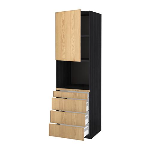МЕТОД / МАКСИМЕРА Высокий шкаф д/комбинир СВЧ/4 ящика - под дерево черный, Экестад дуб, 60x60x200 см МЕТОД / МАКСИМЕРА Высокий шкаф д/комбинир СВЧ/4 ящика - под дерево черный, Экестад дуб, 60x60x200 см