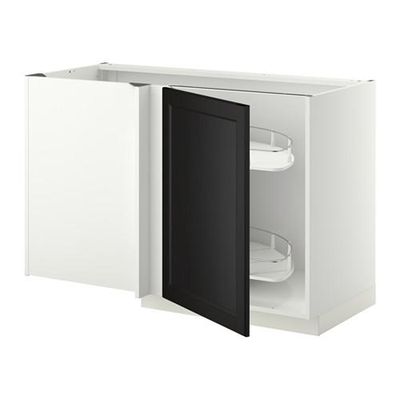 МЕТОД Угловой напол шкаф с выдвижн секц - Лаксарби черно-коричневый, белый