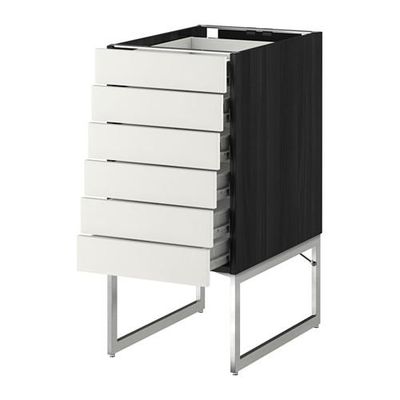 МЕТОД / ФОРВАРА Напольн шкаф 6фронт пнл/6 низ ящ - 40x60x60 см, Хэггеби белый, под дерево черный МЕТОД / ФОРВАРА Напольн шкаф 6фронт пнл/6 низ ящ - 40x60x60 см, Хэггеби белый, под дерево черный
