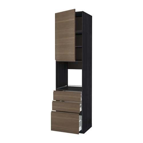 МЕТОД / МАКСИМЕРА Высокий шкаф д/духовки/дверь/3ящика - под дерево черный, Воксторп под грецкий орех, 60x60x240 см МЕТОД / МАКСИМЕРА Высокий шкаф д/духовки/дверь/3ящика - под дерево черный, Воксторп под грецкий орех, 60x60x240 см