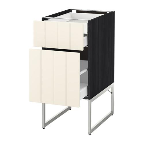 МЕТОД / МАКСИМЕРА Напольн шкаф 2фронт пнл/2низ/1вс ящ - под дерево черный, Хитарп белый с оттенком, 40x60x60 см МЕТОД / МАКСИМЕРА Напольн шкаф 2фронт пнл/2низ/1вс ящ - под дерево черный, Хитарп белый с оттенком, 40x60x60 см