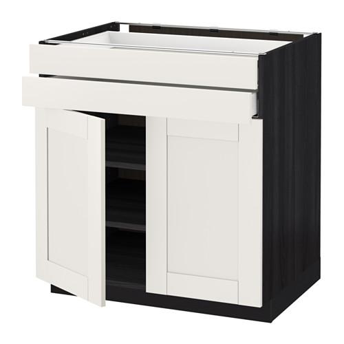 МЕТОД / МАКСИМЕРА Напольный шкаф/2дверцы/2ящика - под дерево черный, Сэведаль белый, 80x60 см МЕТОД / МАКСИМЕРА Напольный шкаф/2дверцы/2ящика - под дерево черный, Сэведаль белый, 80x60 см