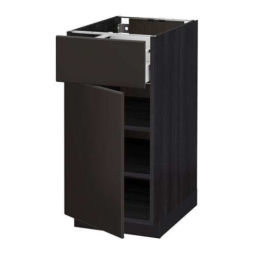 МЕТОД / МАКСИМЕРА Напольный шкаф с ящиком/дверью - под дерево черный, Кунгсбакка антрацит, 40x60 см МЕТОД / МАКСИМЕРА Напольный шкаф с ящиком/дверью - под дерево черный, Кунгсбакка антрацит, 40x60 см