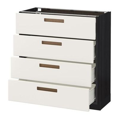 МЕТОД / ФОРВАРА Напольн шкаф 4 фронт панели/4 ящика - 80x37 см, Мэрста белый, под дерево черный МЕТОД / ФОРВАРА Напольн шкаф 4 фронт панели/4 ящика - 80x37 см, Мэрста белый, под дерево черный