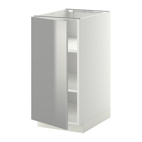 METOD напольный шкаф с полками белый/Гревста нержавеющ сталь 40x61.8x88 cm