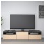 БЕСТО Тумба под ТВ - черно-коричневый/Инвикен ясеневый шпон, направляющие ящика, плавно закр