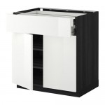 МЕТОД / ФОРВАРА Напольный шкаф/2дверцы/2ящика - под дерево черный, Рингульт глянцевый белый МЕТОД / ФОРВАРА Напольный шкаф/2дверцы/2ящика - под дерево черный, Рингульт глянцевый белый