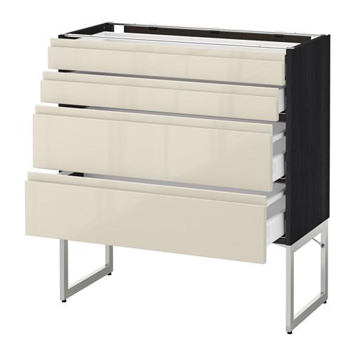 МЕТОД / МАКСИМЕРА Нплн шк 4 фронт/2 низк/2средн ящ - под дерево черный, Воксторп глянцевый светло-бежевый, 80x37x60 см МЕТОД / МАКСИМЕРА Нплн шк 4 фронт/2 низк/2средн ящ - под дерево черный, Воксторп глянцевый светло-бежевый, 80x37x60 см