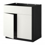 МЕТОД Напольн шкаф п-мойку 2 двр/фрн пнл - под дерево черный, Хэггеби белый