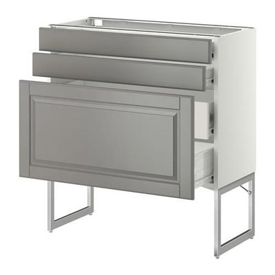 МЕТОД / ФОРВАРА Напольн шкаф 3фронт пнл/2низ/2ср ящ - 80x37x60 см, Будбин серый, белый МЕТОД / ФОРВАРА Напольн шкаф 3фронт пнл/2низ/2ср ящ - 80x37x60 см, Будбин серый, белый