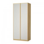 ПАКС Гардероб 2-дверный - Пакс Февик под дуб/матовое стекло, под дуб, 100x60x236 см, плавно закрывающиеся петли ПАКС Гардероб 2-дверный - Пакс Февик под дуб/матовое стекло, под дуб, 100x60x236 см, плавно закрывающиеся петли