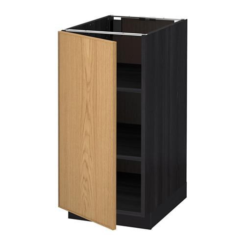 МЕТОД Напольный шкаф с полками - под дерево черный, Экестад дуб, 40x60 см