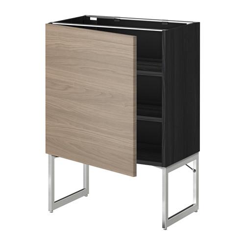 МЕТОД Напольный шкаф с полками - 60x37x60 см, Брокхульт под грецкий орех светло-серый, под дерево черный МЕТОД Напольный шкаф с полками - 60x37x60 см, Брокхульт под грецкий орех светло-серый, под дерево черный