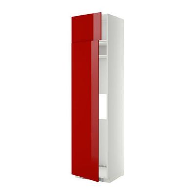 МЕТОД Выс шкаф д/холодильн или морозильн - 60x60x240 см, Рингульт глянцевый красный, белый