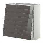 МЕТОД / МАКСИМЕРА Наполн шкаф 8 фронт/8 низк ящиков - 80x37 см, Рингульт глянцевый серый, белый