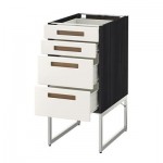 МЕТОД / ФОРВАРА Нплн шк 4 фронт/2 низк/2средн ящ - 40x60x60 см, Мэрста белый, под дерево черный