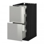 МЕТОД / ФОРВАРА Напольн шкаф 2 фронт пнл/4 средн ящ - под дерево черный, Гревста нержавеющ сталь, 40x60 см МЕТОД / ФОРВАРА Напольн шкаф 2 фронт пнл/4 средн ящ - под дерево черный, Гревста нержавеющ сталь, 40x60 см