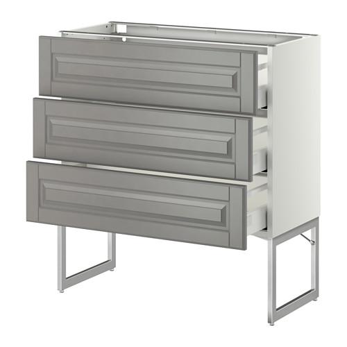 МЕТОД / МАКСИМЕРА Нплн шк 3 фрнт/3 средн ящика - белый, Будбин серый, 80x37x60 см МЕТОД / МАКСИМЕРА Нплн шк 3 фрнт/3 средн ящика - белый, Будбин серый, 80x37x60 см