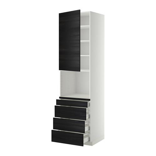 МЕТОД / МАКСИМЕРА Высокий шкаф д/комбинир СВЧ/4 ящика - белый, Тингсрид под дерево черный, 60x60x220 см МЕТОД / МАКСИМЕРА Высокий шкаф д/комбинир СВЧ/4 ящика - белый, Тингсрид под дерево черный, 60x60x220 см